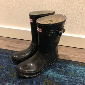 Hunter Sz 6.5 Black Glossy Waterproof Short Boots